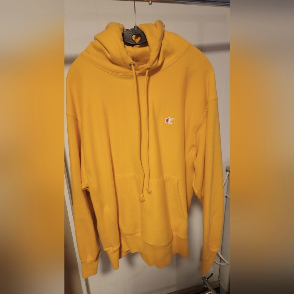 Champion Yellow Hoodie Sweatshirt Vibrant Pullover